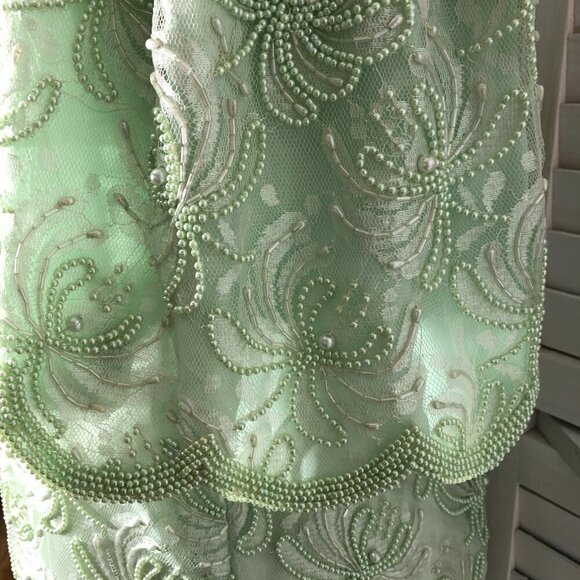 Vintage Beaded Sequined Blouse Lime Green XL - Picture 6 of 12